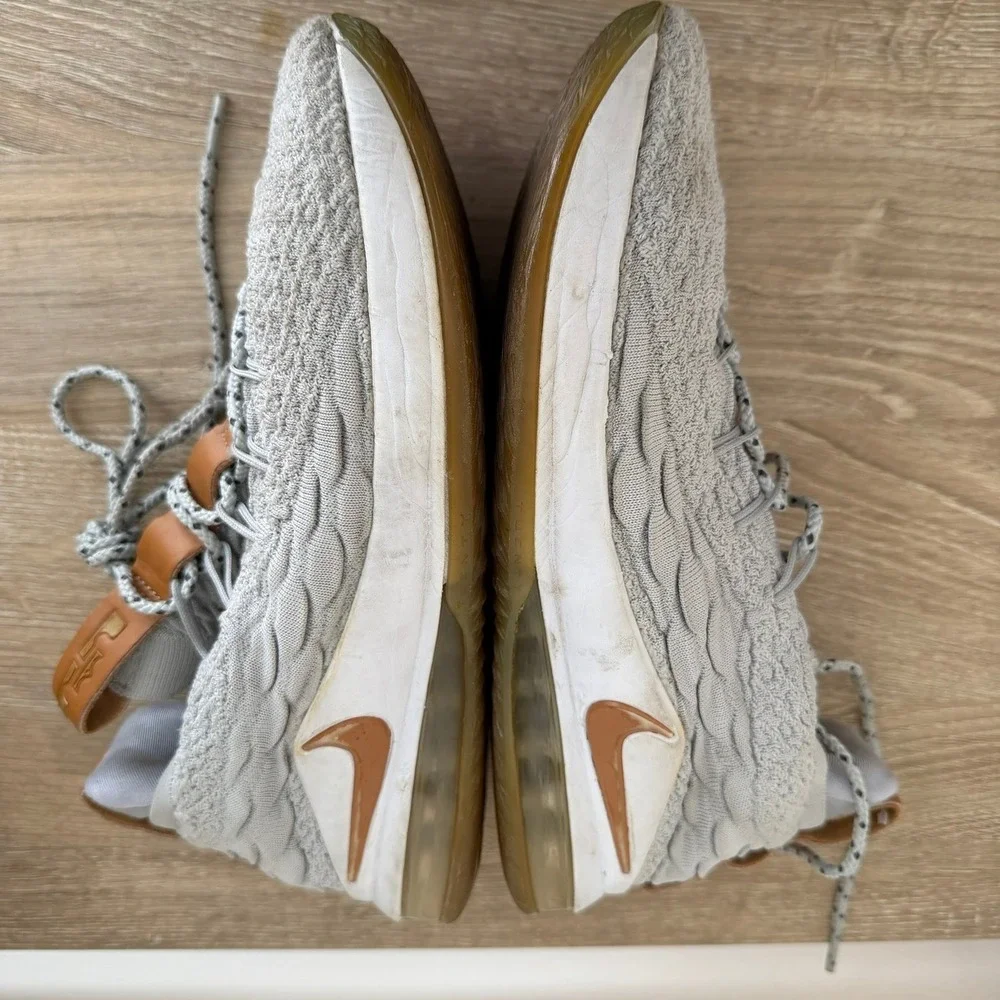 Nike LeBron 15 Low Light Bone Grey Tan AO1755-003 Mens Sneakers Basketball Shoes